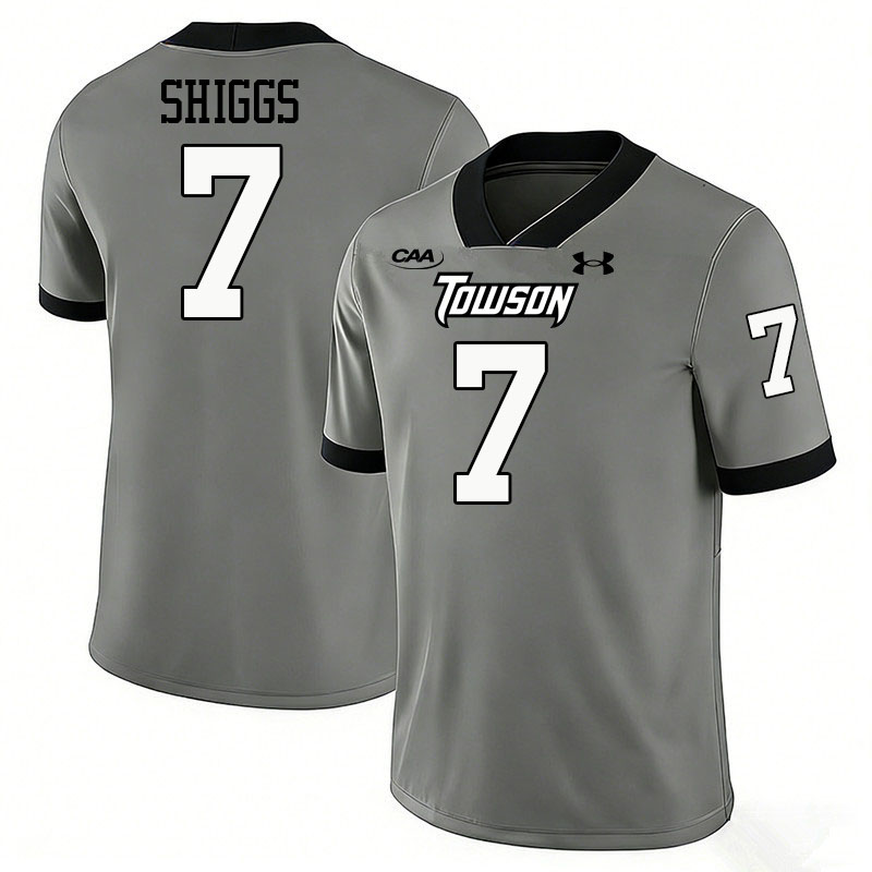 Towson Tigers #7 Jasin Shiggs College Football Jerseys,Uniforms-Grey